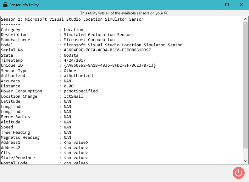 Free Sensor Info Utility